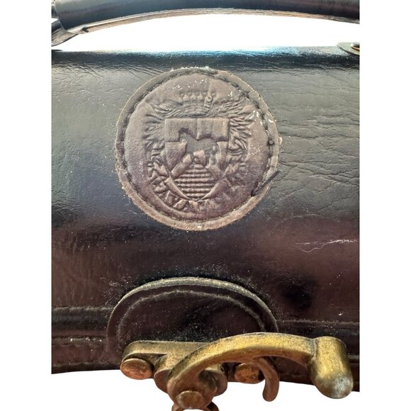 Vintage WW German? Physicians Black Leather Medical Doctor Travel Bag Small Case - Picture 4 of 14